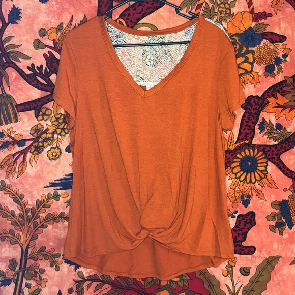 No Boundaries Tops - V-Neck Burnt Orange Comfy Blouse